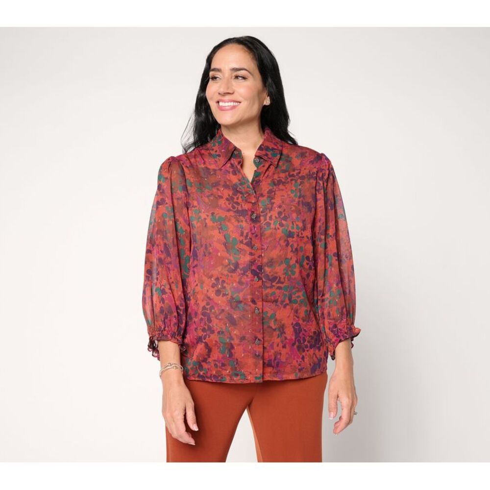 Susan Graver Women's Top Sz L Make Your Selection: Printed Multi-colored